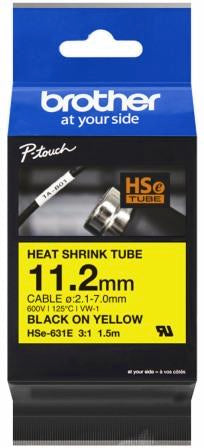 Brother HSE-631E 11.2mm Black On Yellow Heat Shrink Tube Cartridge
