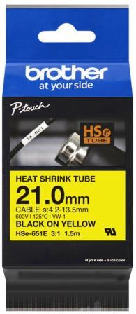 Brother HSE-651E 21.0mm Black On Yellow Heat Shrink Tube Cartridge
