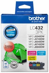Brother LC-432-3PK Original Ink Cartridge (Cyan/Magenta/Yellow)