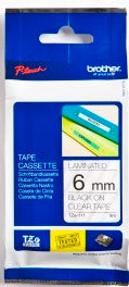 Brother TZe-111 6mm Black On Clear Tape