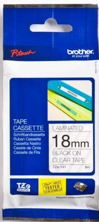 Brother TZe-141 18MM Black On Clear Tape
