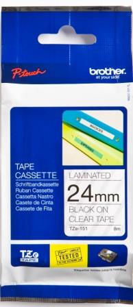 Brother TZe-151 24MM Black On Clear Tape
