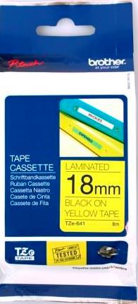 Brother TZe-FX641 18mm Black On Yellow Tape