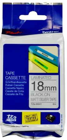 Brother TZe-M941 18mm Black On Silver Matt Tape