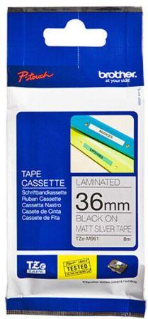 Brother TZe-M961 36mm Black On Silver Matt Tape