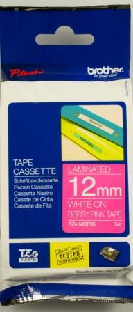 Brother TZe-MQP35 12M White On Pink Tape
