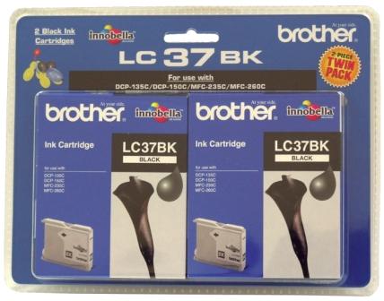 Brother Lc 37Bk2Pk Original Black Twin Pack Inkjet Cartridge 350 Page Yield