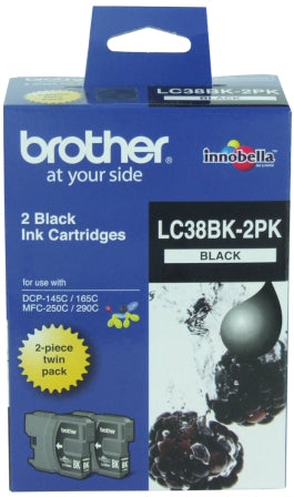 Brother Lc 38Bk2Pk Original Black Ink Cartridge Twin Pack 300 Page Yield