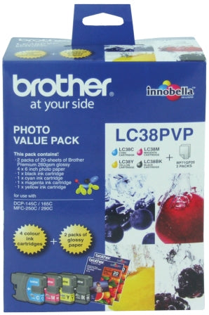 Brother Lc 38Pvp Original Ink Photo Value Pack 260 Page Yield