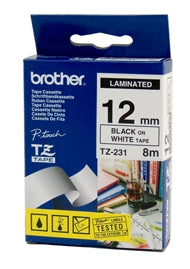 Brother TZe-231 12mm Black On White Tape