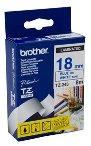 Brother TZe-243 18mm Blue On White Tape