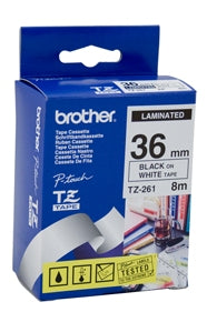 Brother TZe-261 36mm Black On White Tape