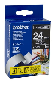 Brother TZe-355 24mm White On Black