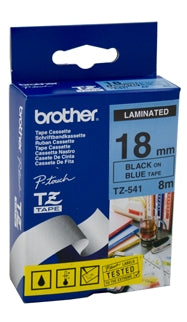Brother TZe-541 18mm Black On Blue Tape