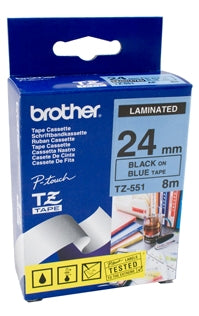 Brother TZe-551 24mm Black On Blue Tape