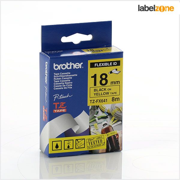 TZe-FX641 18mm Black On Yellow Tape