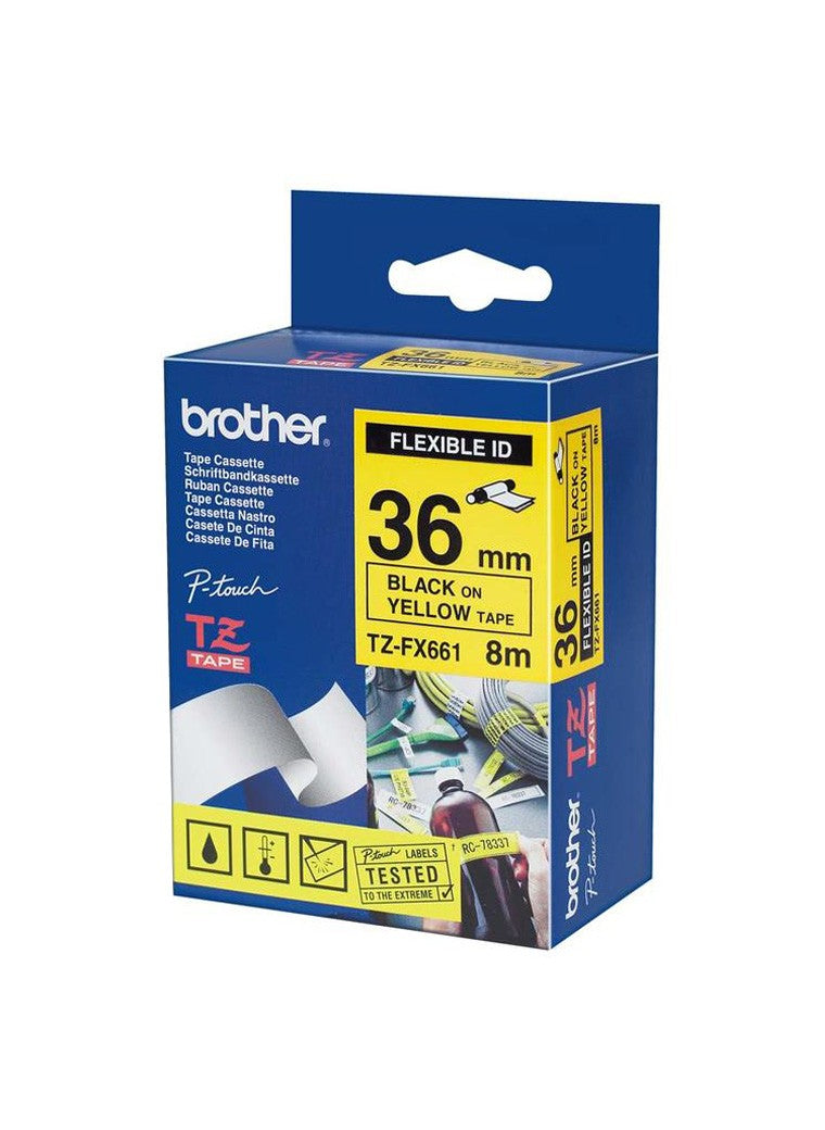 Brother TZe-FX661 36mm Black On Yellow
