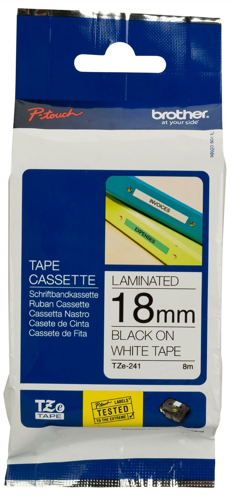 Brother TZe-241 18mm Black On White Tape