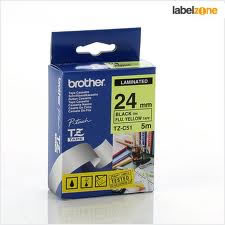 Brother TZe-C51 24mm Blk/Fluro Yellow Tape